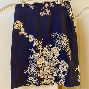 Navy J.Crew embroidered pencil skirt